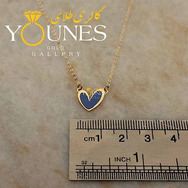 گردنبند میناکاری قلب آبی مه آلود طلا